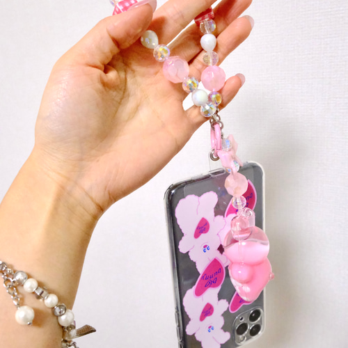 a093】❤︎新作❤︎ 液体入り兎×シクラメンピンク色【☆スマホ