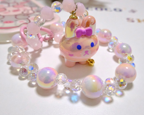 a097】❤︎新作❤︎ 超豪華ダイヤモンド調×兎コーラルピンク色