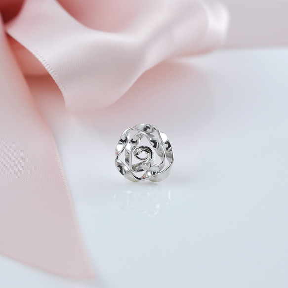 Sterling Silver Rose Stud Earring(1 PC), SV925 1枚目の画像