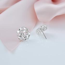 Sterling Silver Rose Stud Earring(1 PC), SV925 6枚目の画像