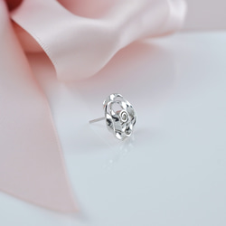 Sterling Silver Rose Stud Earring(1 PC), SV925 4枚目の画像