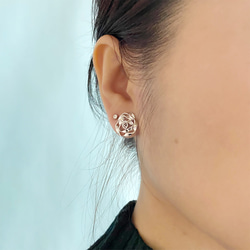 Sterling Silver Rose Stud Earring(1 PC), SV925 3枚目の画像