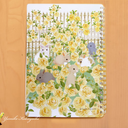 うさぎのノート(黄色いバラ） 2枚目の画像