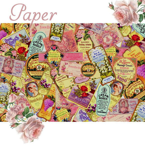 柄ペーパー アンティークラベル スクラップブック ラッピング