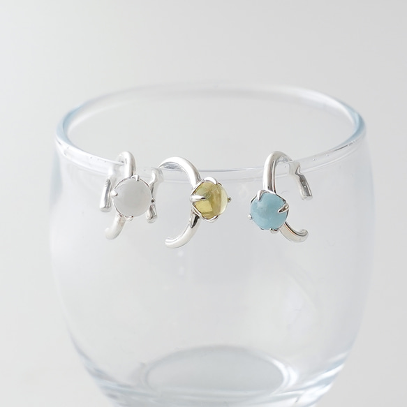 <Herz> gemstones Earcuff / SV925 / 天然石のイヤーカフ　春 夏 2枚目の画像