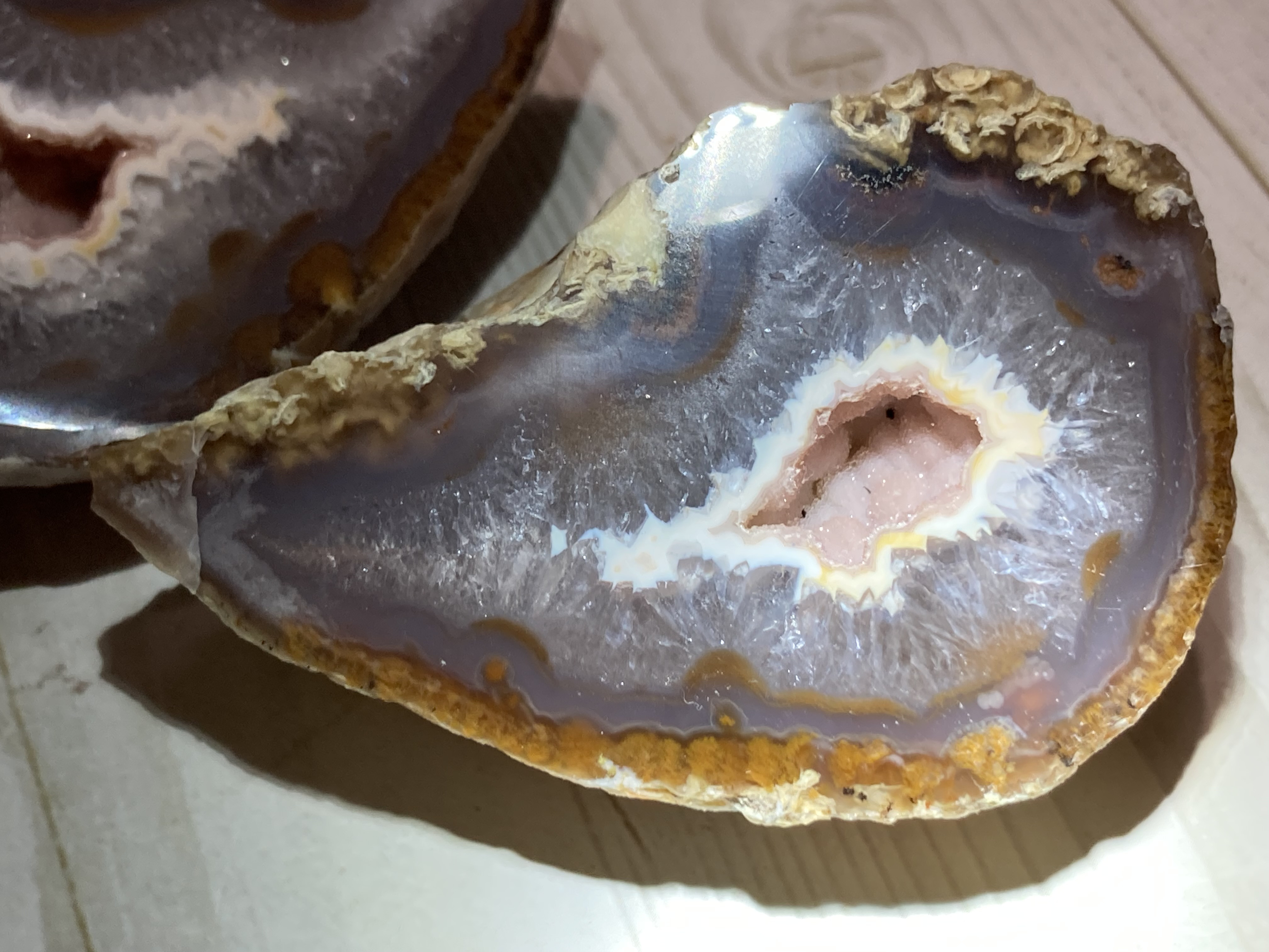 ピンク アメジスト　瑪瑙　アゲート 1玉セット ジオード　晶洞　原石