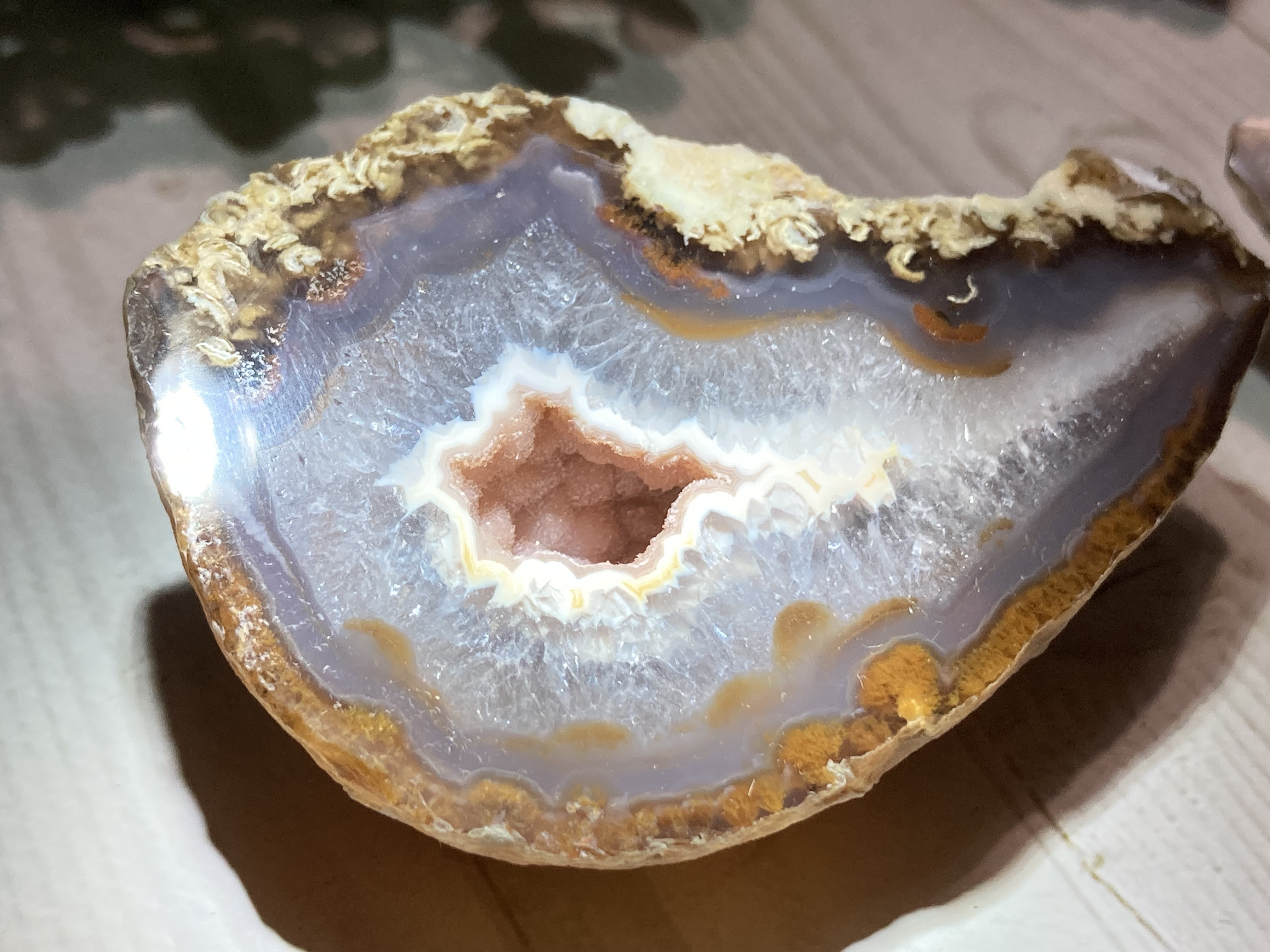 ピンク アメジスト瑪瑙アゲート 1玉セット ジオード晶洞原石