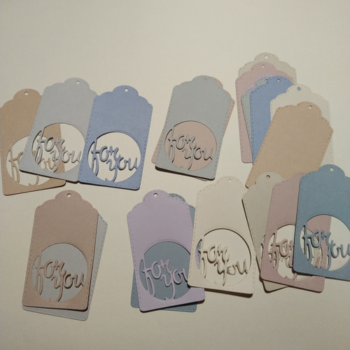 ダイカット forYou タグ20枚セット くすみカラー コラージュ
