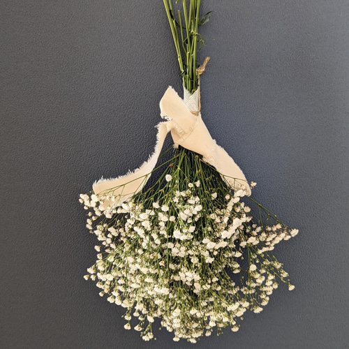 ナチュラルグリーンの花瓶付き！かすみ草のドライフラワー