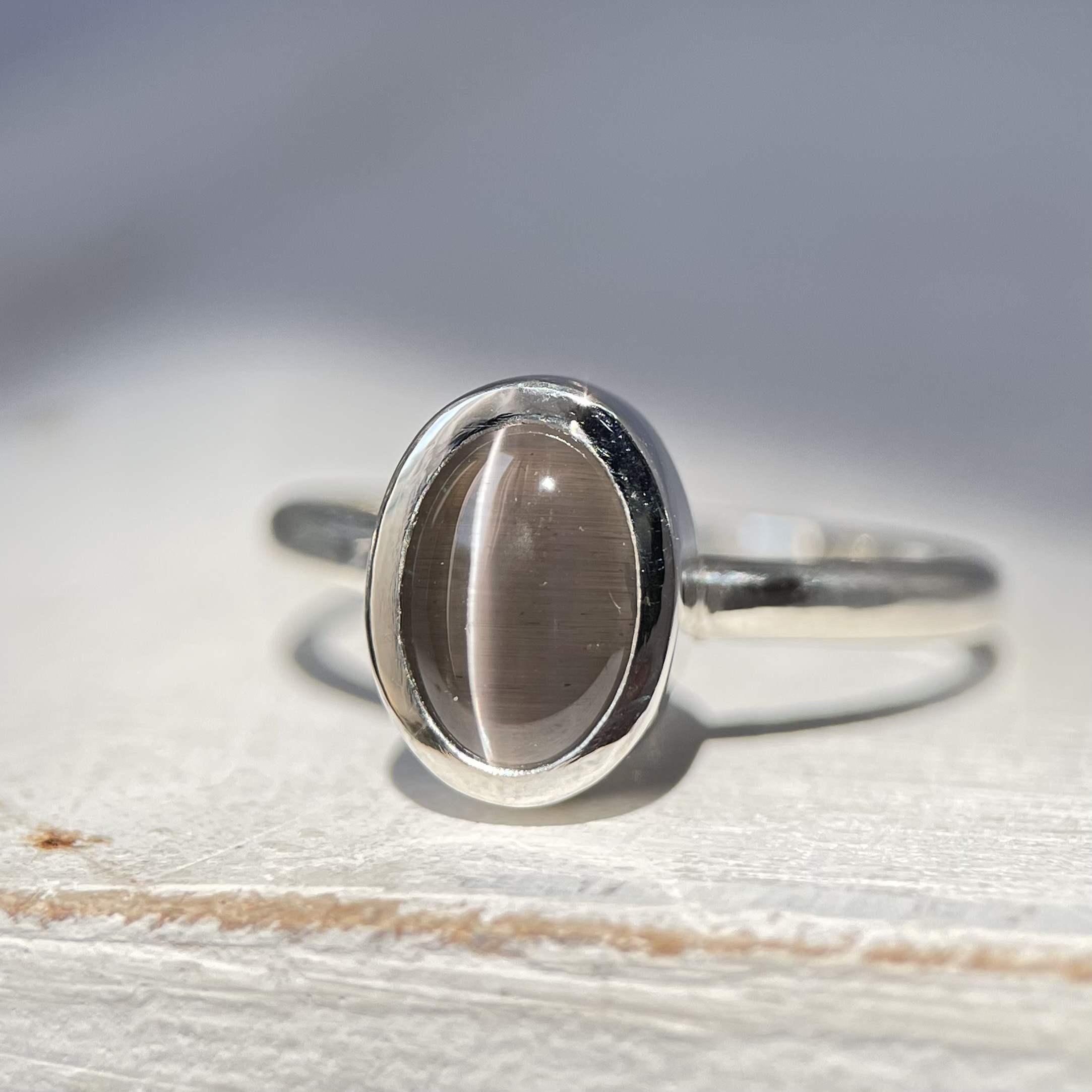 【希少石！】シリマナイトキャッツアイリング　サイズ11号　シルバー950 〈送料無料〉SR-101