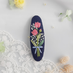 大人可愛い ミモザ刺繍パッチンピン ミモザパッチン留め ヘアピン