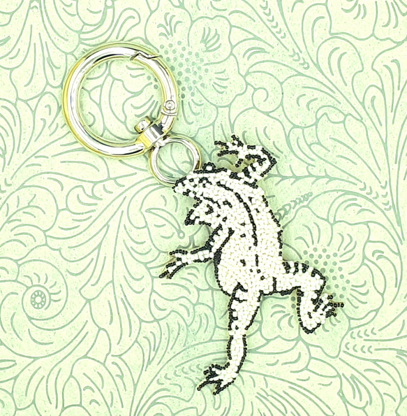 国宝 鳥獣戯画 兎と蛙の相撲 フレームスタンド＊オートクチュールビーズ刺繍 9枚目の画像