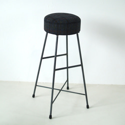 【一点もの】STOOL/ツイード/チェック柄/ハリスツイード/スツール/アイアン 4枚目の画像