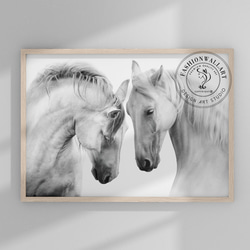 アートポスター 白馬 モノクロ 優雅 北欧風 自然美 動物アート