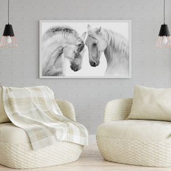 アートポスター 白馬 モノクロ 優雅 北欧風 自然美 動物アート インテリア モダン 白黒写真風 4709 2枚目の画像