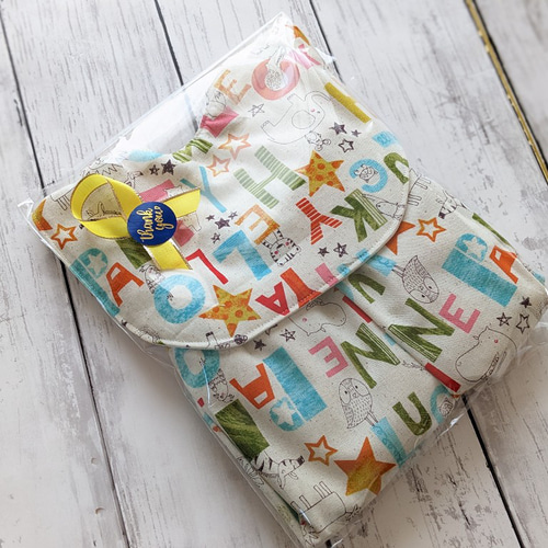 80~90サイズ かぼちゃパンツ＆スタイ set 動物柄（黄色） 男女兼用