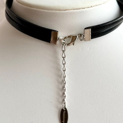 黒革チョーカー／黒蝶／クリスタル／シルバー 4枚目の画像