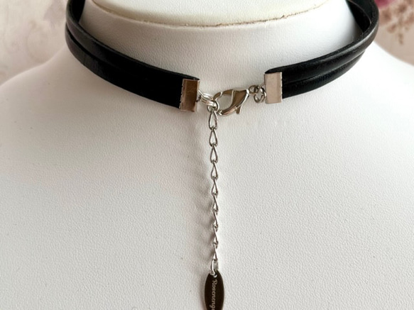 黒革チョーカー／黒蝶／クリスタル／シルバー 4枚目の画像