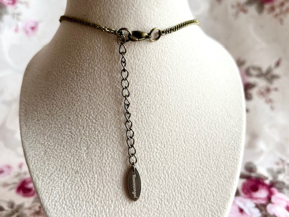 金古美チェーンチョーカー／白薔薇／クリスタル 3枚目の画像