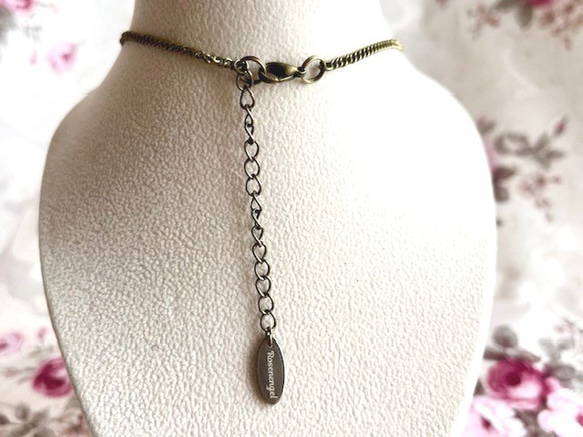 金古美チェーンチョーカーネックレス／黒薔薇／クリスタル 8枚目の画像