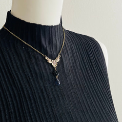 金古美チェーンチョーカーネックレス／黒薔薇／クリスタル 5枚目の画像