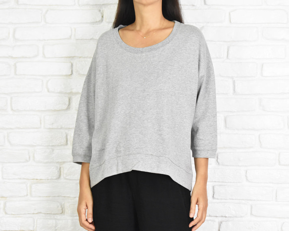 Loose Dolman Sweat Tops &lt;灰色&gt; 第1張的照片