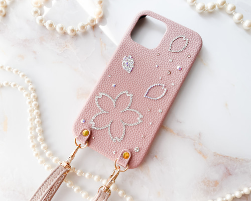 Phone16,15他全機種 桜柄スワロフスキーデコレーション スモーキーピンクケース くすみピンク 肩がけスマホケース iPhoneケース・カバー R-Decoration 通販|Creema(クリーマ) 15571548 Phone16,15他全機種 桜柄スワロフスキーデコレーション スモーキーピンクケース くすみピンク 肩がけスマホケース iPhoneケース・カバー R-Decoration 通販|Creema(クリーマ) 15571548