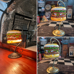 アメリカンダイナー  ハンバーガー 電飾看板  バーガーズ ランプ（ゴールド）  BURGERS スタンドランプ 4枚目の画像
