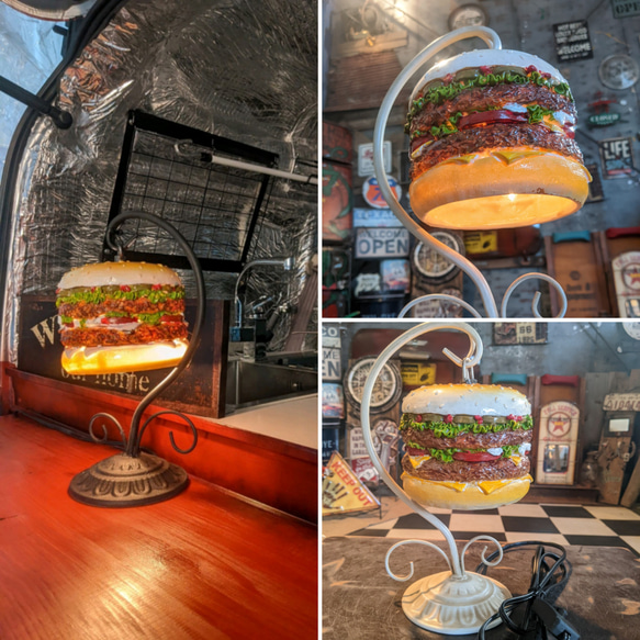 アメリカンダイナー  ハンバーガー 電飾看板  バーガーズ ランプ（ホワイト）  BURGERS スタンドランプ 4枚目の画像