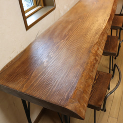完売しました47目玉品w1935一枚板ヒノキカウンターテーブル カフェダイニングテーブル　　店舗什器　アンティーク風 4枚目の画像