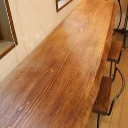 完売しました47目玉品w1935一枚板ヒノキカウンターテーブル カフェダイニングテーブル　　店舗什器　アンティーク風 10枚目の画像