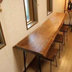 完売しました47目玉品w1935一枚板ヒノキカウンターテーブル カフェダイニングテーブル　　店舗什器　アンティーク風 15枚目の画像