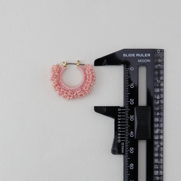 梭織花邊串珠耳環 Hoop Sakura *可換成耳環 第5張的照片