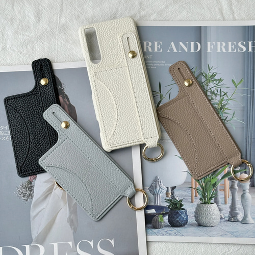 バイカラー バンド付き Xperia 1 / 5 / 10 ケース 丸型リング カード