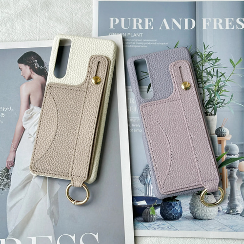 バイカラー バンド付き Xperia 1 / 5 / 10 ケース 丸型リング カード