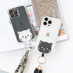 ストラップホルダー 猫 カラビナ付き かわいい スマホショルダー ホルダー単品 アニマル CAT 子猫 1枚目の画像