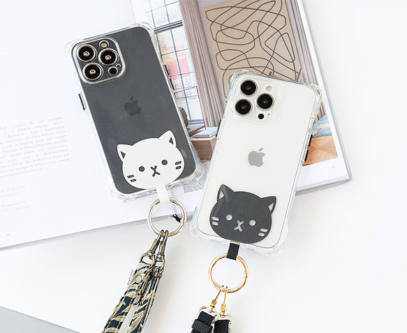 ストラップホルダー 猫 カラビナ付き かわいい スマホショルダー