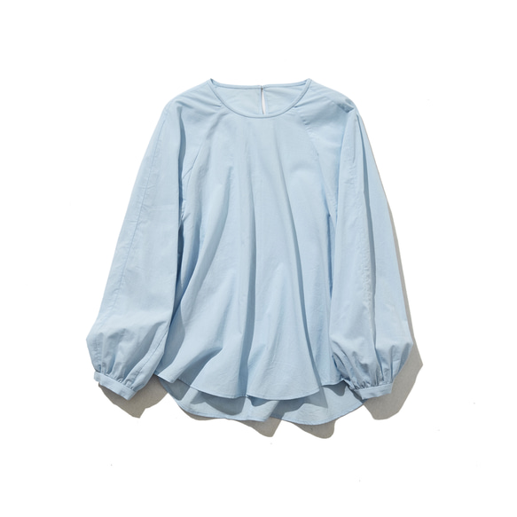 質地輕柔的長袖上衣 100%棉 淡藍色 230215-2 第12張的照片