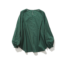 やさしい風合い漂う　長袖ブラウス　コットン100％  濃緑   230215-4 8枚目の画像