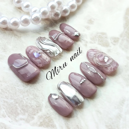 パープル ニュアンス ネイルチップ パープルニュアンスネイル ネイルチップ（つけ爪） R＊ 通販