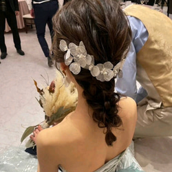 ホワイト シルバー ヘアアクセサリー 小枝 ヘッドドレス 花嫁 結婚式 ウェディング ブライダル 髪飾り 成人式 卒業式 11枚目の画像