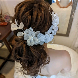 ホワイト シルバー ヘアアクセサリー 小枝 ヘッドドレス 花嫁 結婚式 ウェディング ブライダル 髪飾り 成人式 卒業式 10枚目の画像