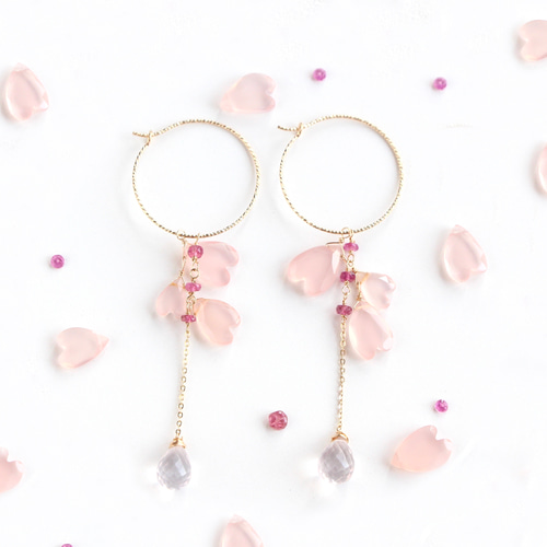14kgf-桜咲くフープピアス(A.Nオリジナルイヤリング変更可) ピアス 