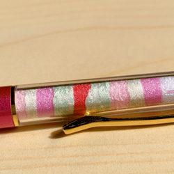 creema限定　サスティナブル！！糸の端材をアップサイクル！！地層の様に断面が美しい♡ピンクのボールペン　 5枚目の画像