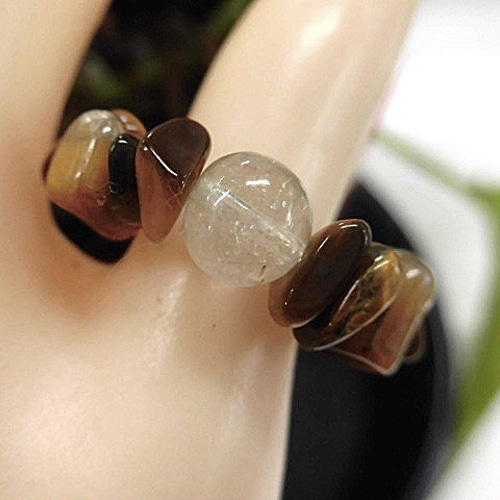 天然石 タイガーアイリング 13号前後 230908481 指輪・リング 天然石