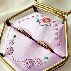 刺繍リングピローNo.004 スプリングパープル 3枚目の画像