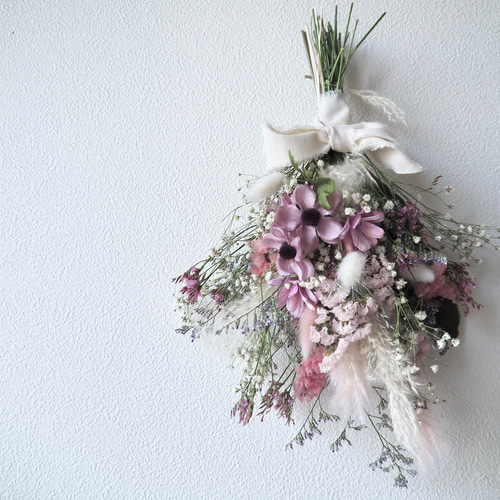 Natural＊くすみピンクのスワッグ＊ドライフラワースワッグ