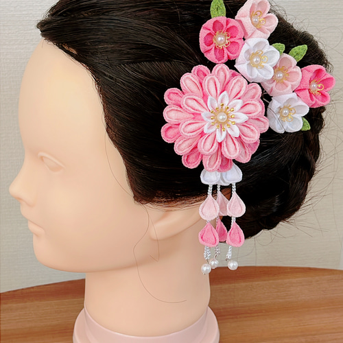 つまみ細工髪飾り専用 つまみ細工髪飾り 桜🌸 とにかく 桜🌸づくしの髪飾りです！ 色の