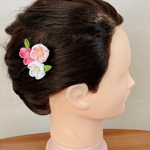 つまみ細工 髪飾り 白 ピンク さがり その他アクセサリー つまみ