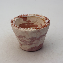 陶器製（２号ポット相当）　植木鉢　 AASc-ミカゲ-ピンク・ホワイト6258 1枚目の画像